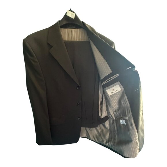 Black Mens 3-Button Suit Jacket By Luca Bertoni Lined Wool Blend Size 40R/34 - Picture 3 of 3